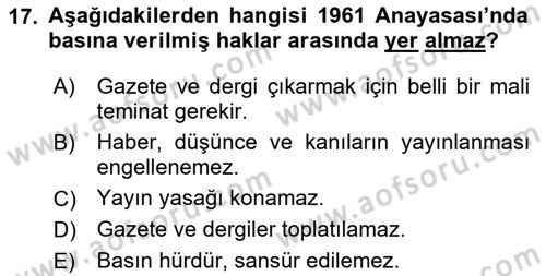 Medya ve İletişim Dersi 2024 - 2025 Yılı (Final) Dönem Sonu Sınav Soruları 17. Soru
