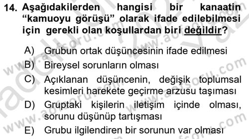 Medya ve İletişim Dersi 2024 - 2025 Yılı Yaz Okulu Sınav Soruları 14. Soru