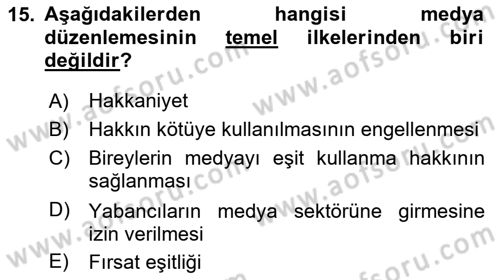 Medya ve İletişim Dersi 2024 - 2025 Yılı Yaz Okulu Sınav Soruları 15. Soru