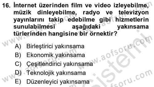 Medya ve İletişim Dersi 2024 - 2025 Yılı Yaz Okulu Sınav Soruları 16. Soru
