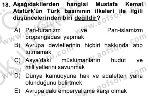 Medya ve İletişim Dersi 2024 - 2025 Yılı Yaz Okulu Sınav Soruları 18. Soru