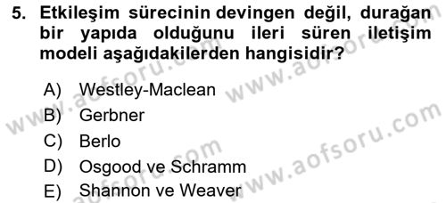 Medya ve İletişim Dersi 2024 - 2025 Yılı Yaz Okulu Sınav Soruları 5. Soru