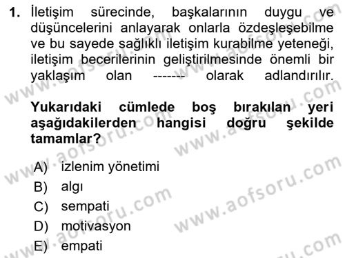 Medya ve İletişim Dersi 2025 - 2026 Yılı (Vize) Ara Sınav Soruları 1. Soru