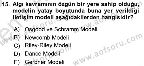 Medya ve İletişim Dersi 2025 - 2026 Yılı (Vize) Ara Sınav Soruları 15. Soru