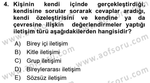 Medya ve İletişim Dersi 2025 - 2026 Yılı (Vize) Ara Sınav Soruları 4. Soru