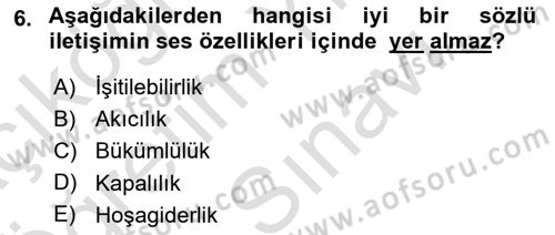 Medya ve İletişim Dersi 2025 - 2026 Yılı (Vize) Ara Sınav Soruları 6. Soru
