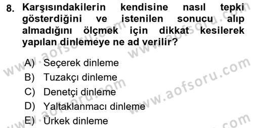 Medya ve İletişim Dersi 2025 - 2026 Yılı (Vize) Ara Sınav Soruları 8. Soru