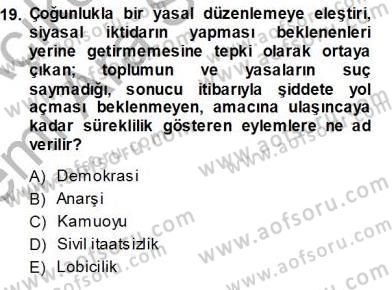 Siyasal İletişim Dersi Ara Sınavı Deneme Sınav Soruları 19. Soru