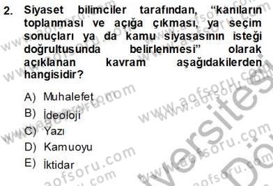 Siyasal İletişim Dersi Ara Sınavı Deneme Sınav Soruları 2. Soru