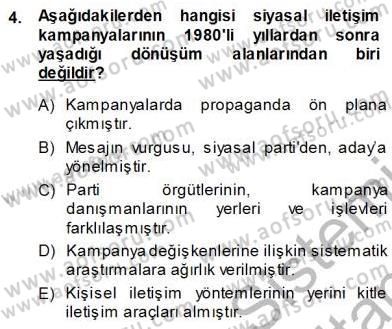 Siyasal İletişim Dersi Ara Sınavı Deneme Sınav Soruları 4. Soru