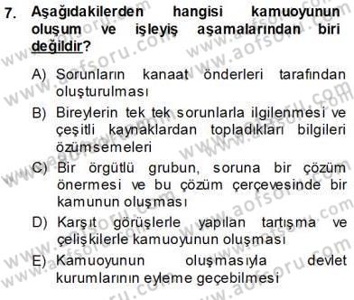 Siyasal İletişim Dersi Ara Sınavı Deneme Sınav Soruları 7. Soru