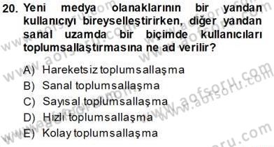 Siyasal İletişim Dersi 2013 - 2014 Yılı Tek Ders Sınav Soruları 20. Soru