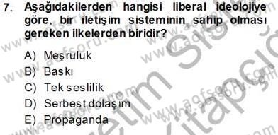 Siyasal İletişim Dersi 2013 - 2014 Yılı Tek Ders Sınav Soruları 7. Soru