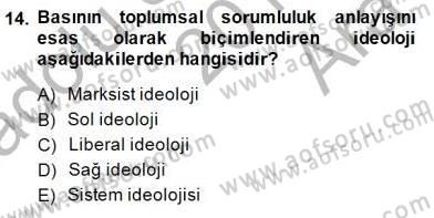 Siyasal İletişim Dersi Ara Sınavı Deneme Sınav Soruları 14. Soru