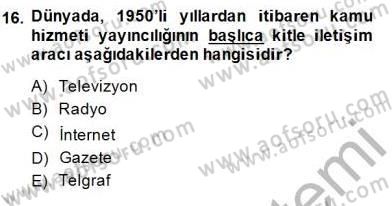 Siyasal İletişim Dersi Ara Sınavı Deneme Sınav Soruları 16. Soru