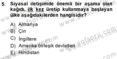 Siyasal İletişim Dersi Ara Sınavı Deneme Sınav Soruları 5. Soru
