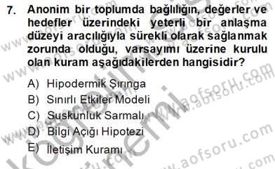 Siyasal İletişim Dersi Ara Sınavı Deneme Sınav Soruları 7. Soru