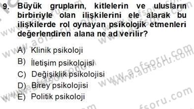 Siyasal İletişim Dersi Ara Sınavı Deneme Sınav Soruları 9. Soru