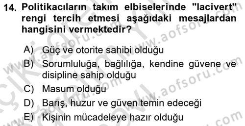 Siyasal İletişim Dersi 2020 - 2021 Yılı Yaz Okulu Sınavı 14. Soru