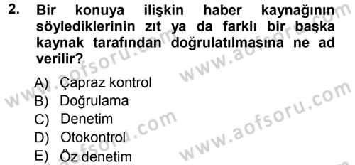 Haber Yazma Teknikleri Dersi 2012 - 2013 Yılı (Vize) Ara Sınavı 2. Soru