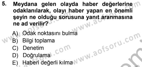 Haber Yazma Teknikleri Dersi 2012 - 2013 Yılı (Vize) Ara Sınav Soruları 5. Soru