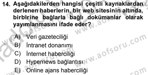 Haber Yazma Teknikleri Dersi 2016 - 2017 Yılı 3 Ders Sınavı 14. Soru