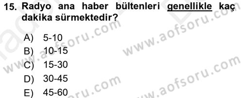Haber Yazma Teknikleri Dersi 2016 - 2017 Yılı (Final) Dönem Sonu Sınav Soruları 15. Soru