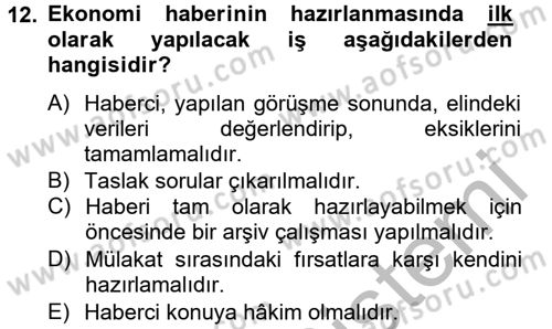 Haber Türleri Dersi 2012 - 2013 Yılı (Vize) Ara Sınav Soruları 12. Soru