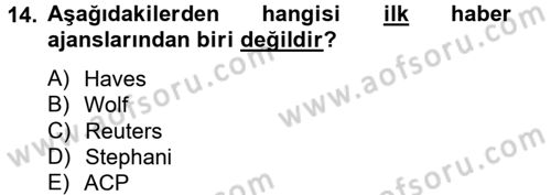Haber Türleri Dersi 2012 - 2013 Yılı (Vize) Ara Sınav Soruları 14. Soru