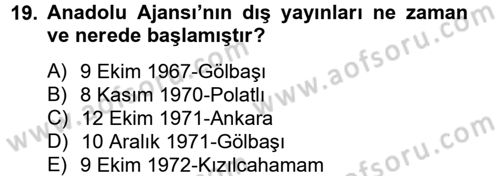 Haber Türleri Dersi 2012 - 2013 Yılı (Vize) Ara Sınav Soruları 19. Soru