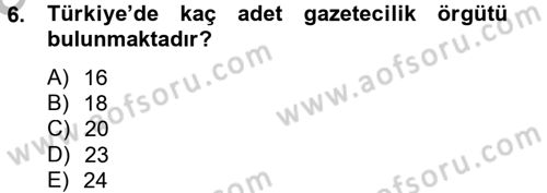 Haber Türleri Dersi 2012 - 2013 Yılı (Vize) Ara Sınav Soruları 6. Soru