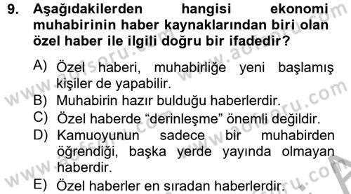 Haber Türleri Dersi 2012 - 2013 Yılı (Vize) Ara Sınav Soruları 9. Soru