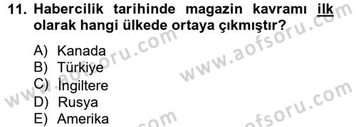 Haber Türleri Dersi 2012 - 2013 Yılı (Final) Dönem Sonu Sınav Soruları 11. Soru