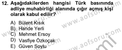 Haber Türleri Dersi 2012 - 2013 Yılı (Final) Dönem Sonu Sınav Soruları 12. Soru