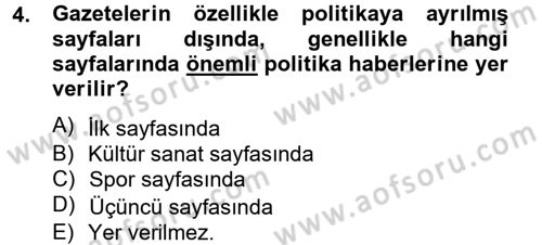Haber Türleri Dersi 2012 - 2013 Yılı (Final) Dönem Sonu Sınav Soruları 4. Soru