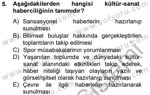 Haber Türleri Dersi 2012 - 2013 Yılı (Final) Dönem Sonu Sınav Soruları 5. Soru