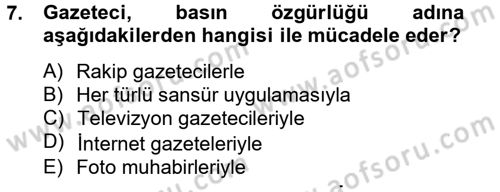 Haber Türleri Dersi 2012 - 2013 Yılı (Final) Dönem Sonu Sınav Soruları 7. Soru