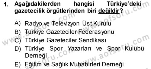 Haber Türleri Dersi 2013 - 2014 Yılı (Final) Dönem Sonu Sınav Soruları 1. Soru