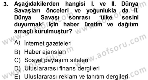 Haber Türleri Dersi 2013 - 2014 Yılı (Final) Dönem Sonu Sınav Soruları 3. Soru