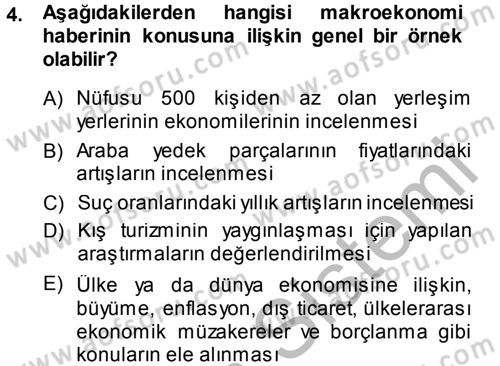 Haber Türleri Dersi 2013 - 2014 Yılı (Final) Dönem Sonu Sınav Soruları 4. Soru