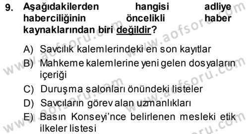 Haber Türleri Dersi 2013 - 2014 Yılı (Final) Dönem Sonu Sınav Soruları 9. Soru