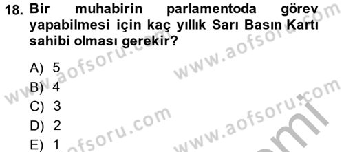 Haber Türleri Dersi 2014 - 2015 Yılı (Vize) Ara Sınav Soruları 18. Soru