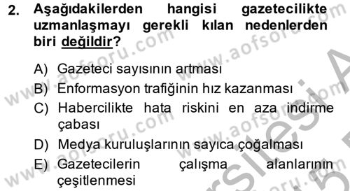 Haber Türleri Dersi 2014 - 2015 Yılı (Vize) Ara Sınav Soruları 2. Soru