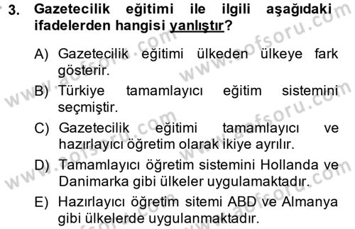 Haber Türleri Dersi 2014 - 2015 Yılı (Vize) Ara Sınav Soruları 3. Soru