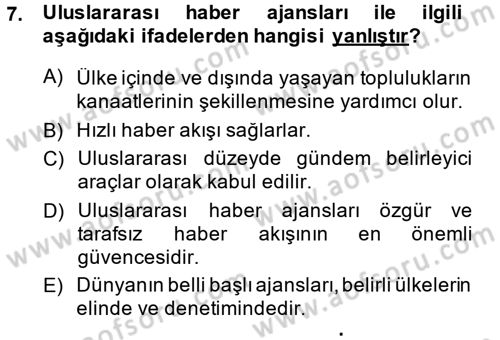 Haber Türleri Dersi 2014 - 2015 Yılı (Vize) Ara Sınav Soruları 7. Soru