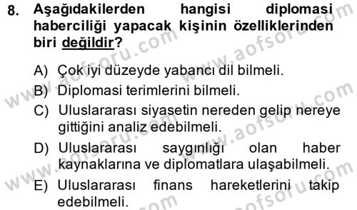 Haber Türleri Dersi 2014 - 2015 Yılı (Vize) Ara Sınav Soruları 8. Soru