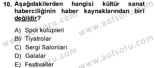 Haber Türleri Dersi 2014 - 2015 Yılı (Final) Dönem Sonu Sınav Soruları 10. Soru
