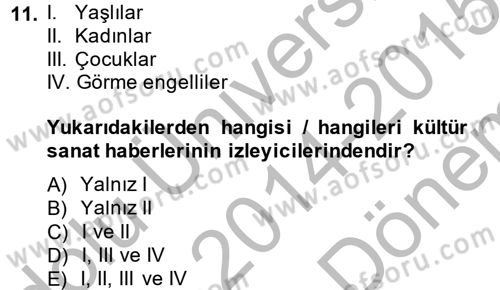 Haber Türleri Dersi 2014 - 2015 Yılı (Final) Dönem Sonu Sınav Soruları 11. Soru