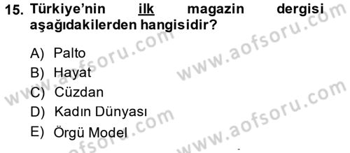 Haber Türleri Dersi 2014 - 2015 Yılı (Final) Dönem Sonu Sınav Soruları 15. Soru