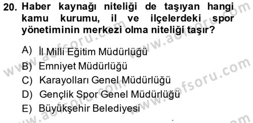 Haber Türleri Dersi 2014 - 2015 Yılı (Final) Dönem Sonu Sınav Soruları 20. Soru